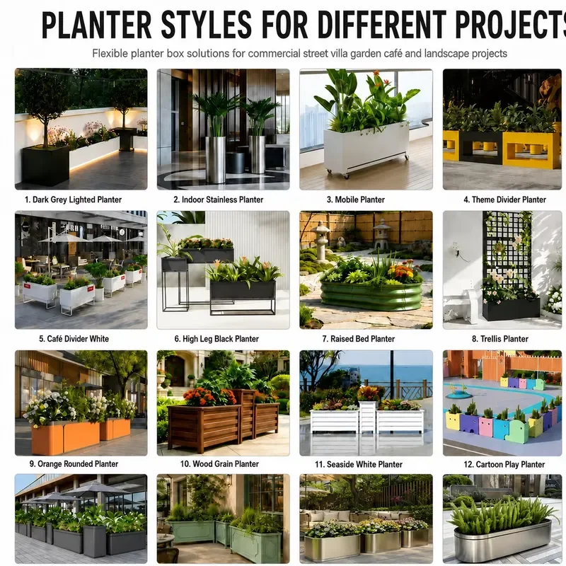 Modern Outdoor Round Metal Planter Pot Large Cylindrical Garden Flower Box Decorative Plant Container Custom Size Color