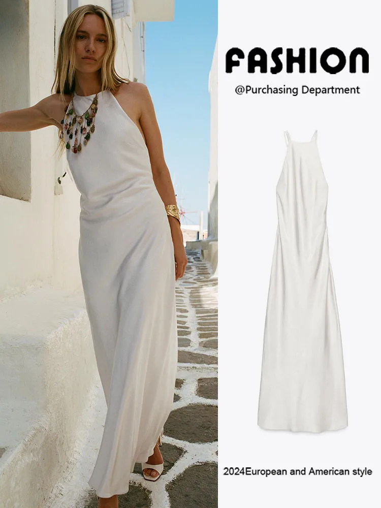

Summer New Sexy Strapl Bal Silk Satin Material Midi Dr Women's Faionable Ba Gown Stage Costume