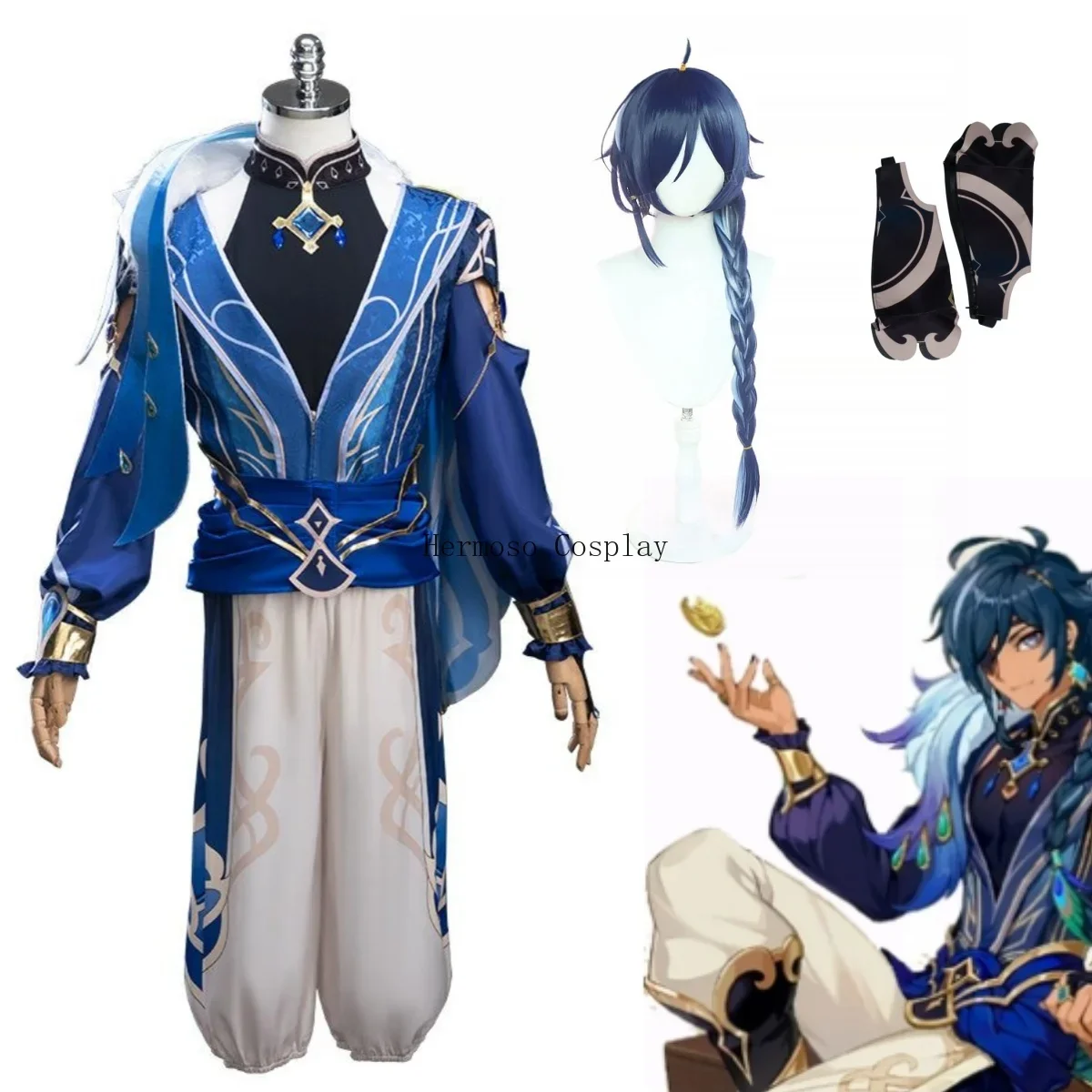 Kaeya Alberich Sailwind Shadow Cosplay Costume Anime Genshin Impact Uniform Wig Knights of Favonius Cosplay Women Men Outfits