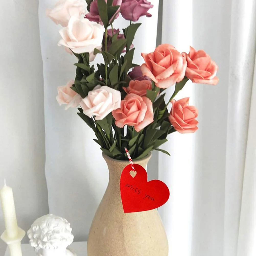 200 шт., бумажные бирки в форме красного сердца для подарков