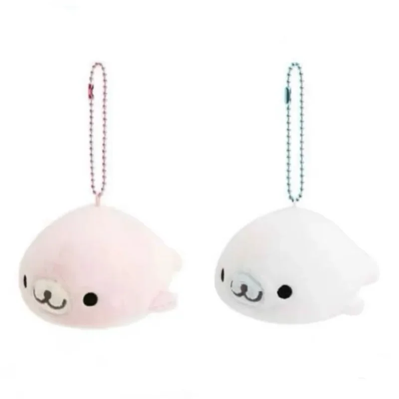 Adorable Fluffy Mamegoma Sakuragoma Shirogoma Seal Plush Keychain SANX Pink White Seal Doll Girly Plush Backpack Bag Hanging view 6