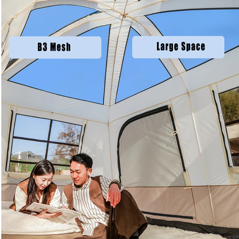 Hot Selling Double-Layer Large Oxford Fabric Camping Tent 4-6-8 Person Capacity