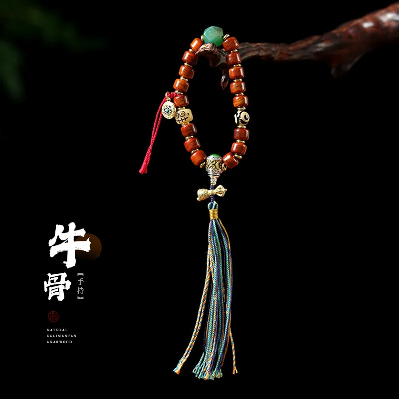 

Премиальный тибетский браслет из бисера из бичьей кости, унисекс, ручной витой браслет с кисточками, ручной работы