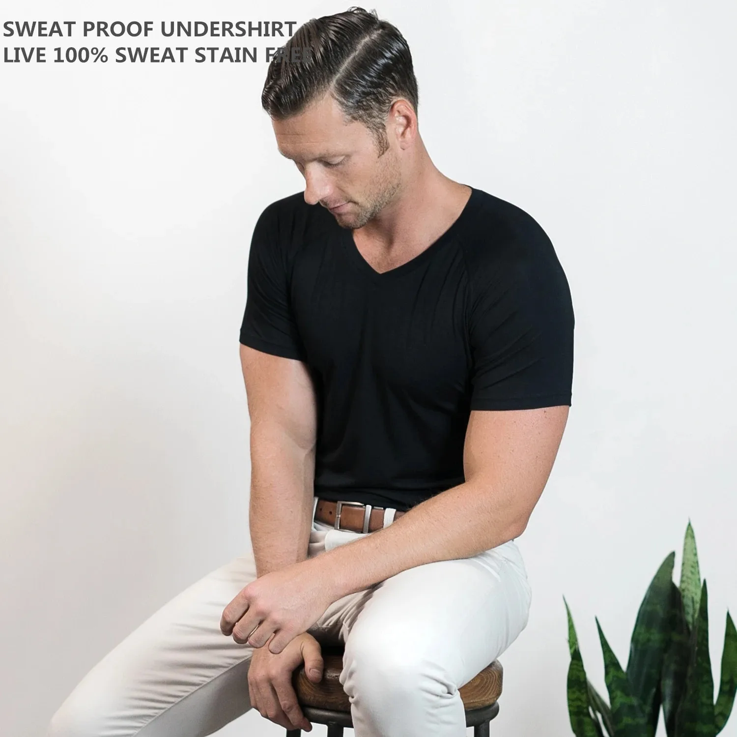 

LIVE LIFE WITHOUT WORRY 100% Sweat Stain Free Sweat-Secret t-shirt men Sweat proof Undershirts