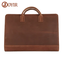 JOYIR Crazy Horse Leather Retro Men Briefcase for 15.6