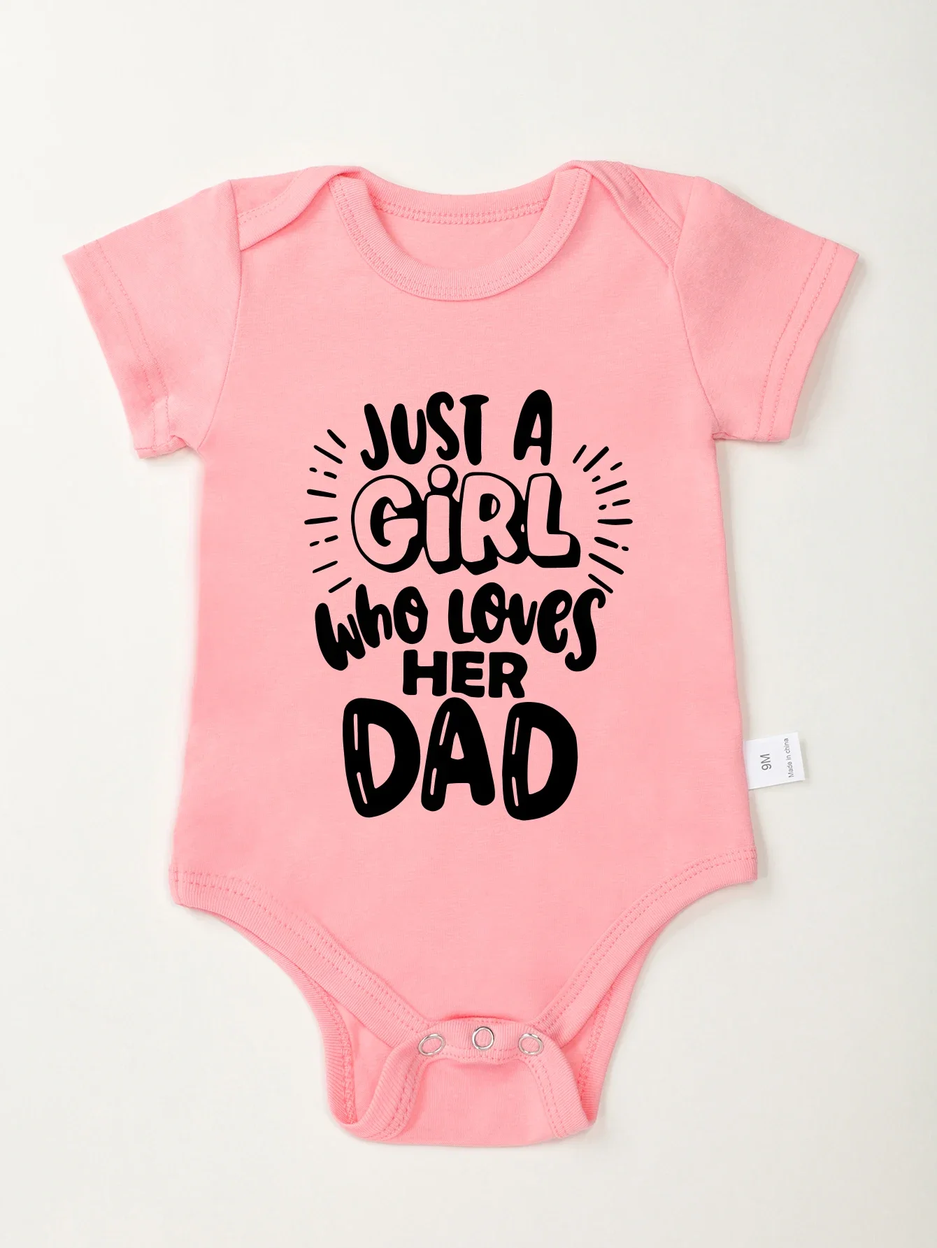 

Just a Girl Loves Who Her Dad Baby Onesie Pink Fashion Aesthetic Summer Newborn Clothes Cotton Toddler Jumpsuit Cheap Wholesale