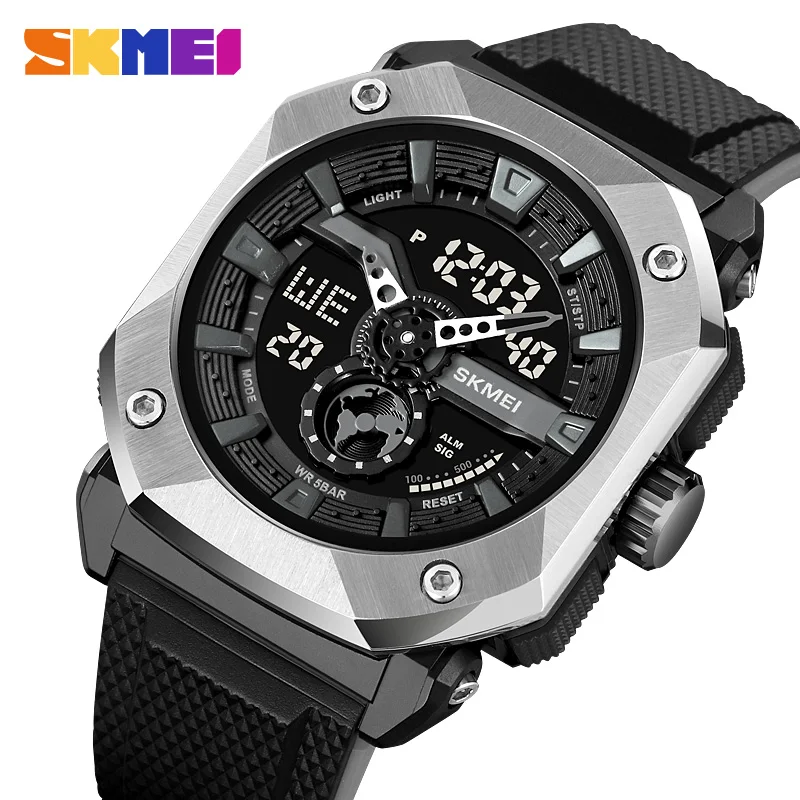 SKMEI Multifunctional 3 Time Countdown Sport Watch Male LED Light Digital  Wristwatches For Men 5Bar Waterproof Stopwatch Alarm