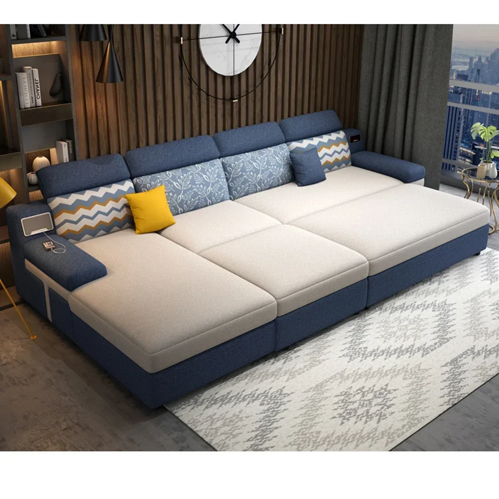 Smart Sofa Bed Fabric Functional Sleeper Couch Convertible Sofas Bed Big Sofas Cama Nordic Salon with Bluetooth Audio,USB C