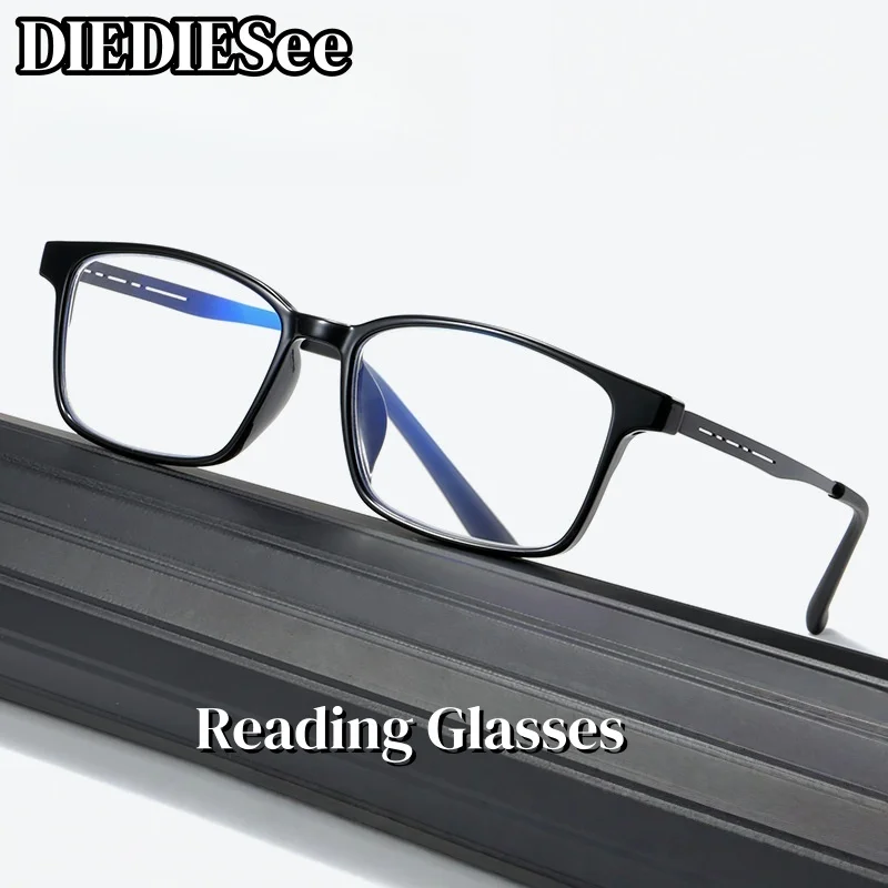 DIEDIESEE Men's Anti Blue Light Reading Glasses Retro Box Business Glasses Middle Aged And Elderly Presbyopia Glasses 9912