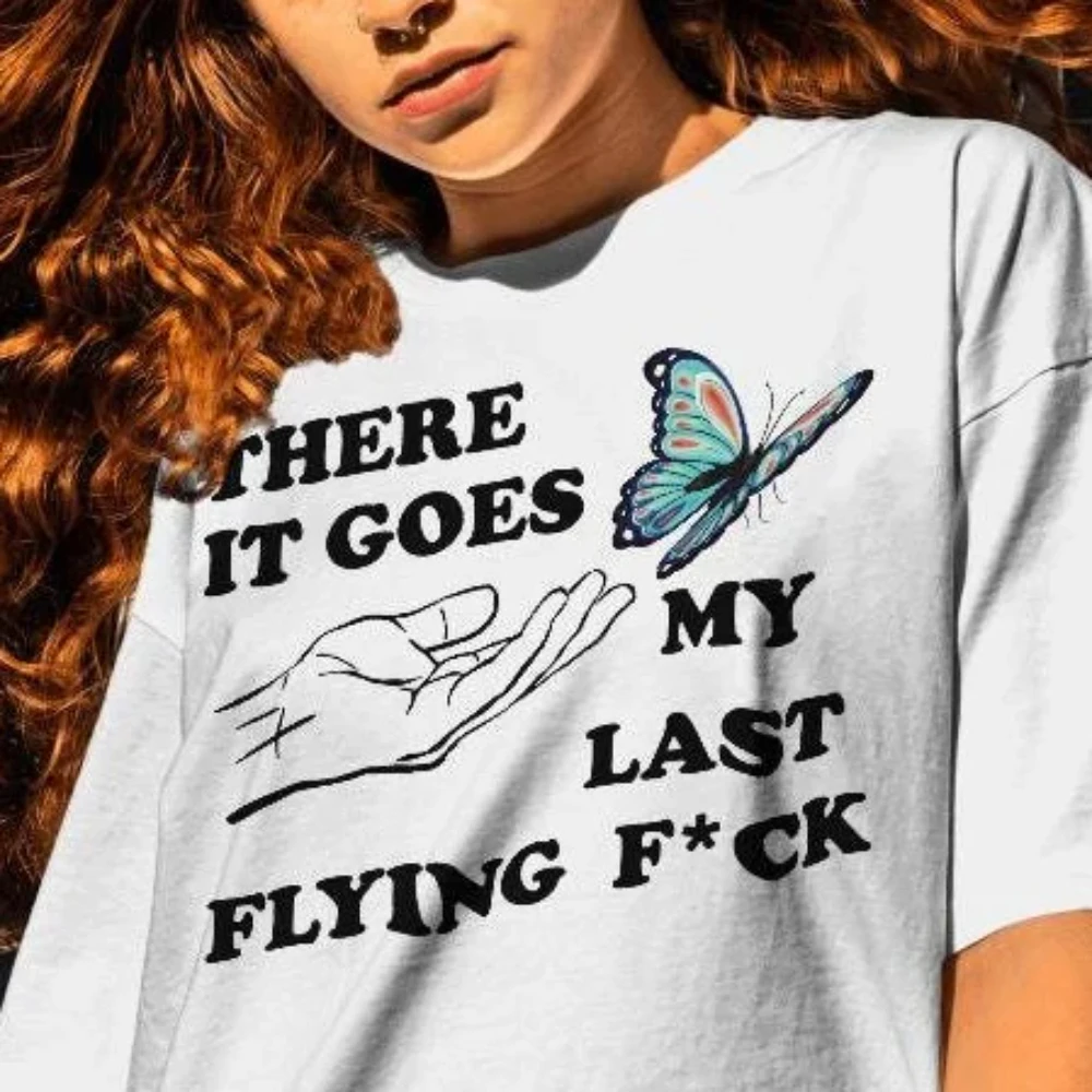 

Funny and satirical graphic T-shirt: My last flying emoji is gone. Unisex pure cotton all-season base layer top gothic t shirt