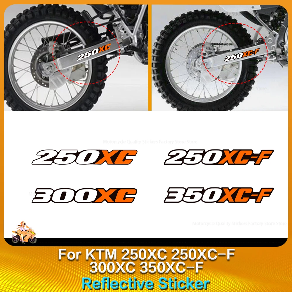 2 pcs Motorcycle Rear Wheel Swing Arm Decal For KTM 250XC 250XC-F 300XC 300XC-F Shock Absorber Paint Reflective Sticker Sticker