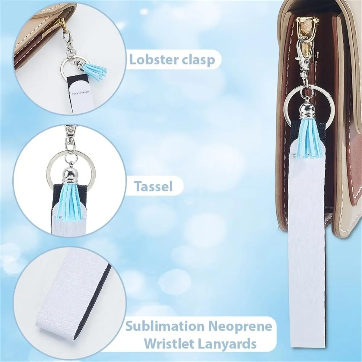 Budget-Friendly-68Pcs Sublimation Wristlet Keychain Blanks Sublimation Wristlet Keychain Making Kit for Birthday Gifts Party Fav