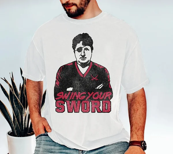 Retro Swing Your Sword Mike Leach Shirt Caricature White Unisex S-5XL