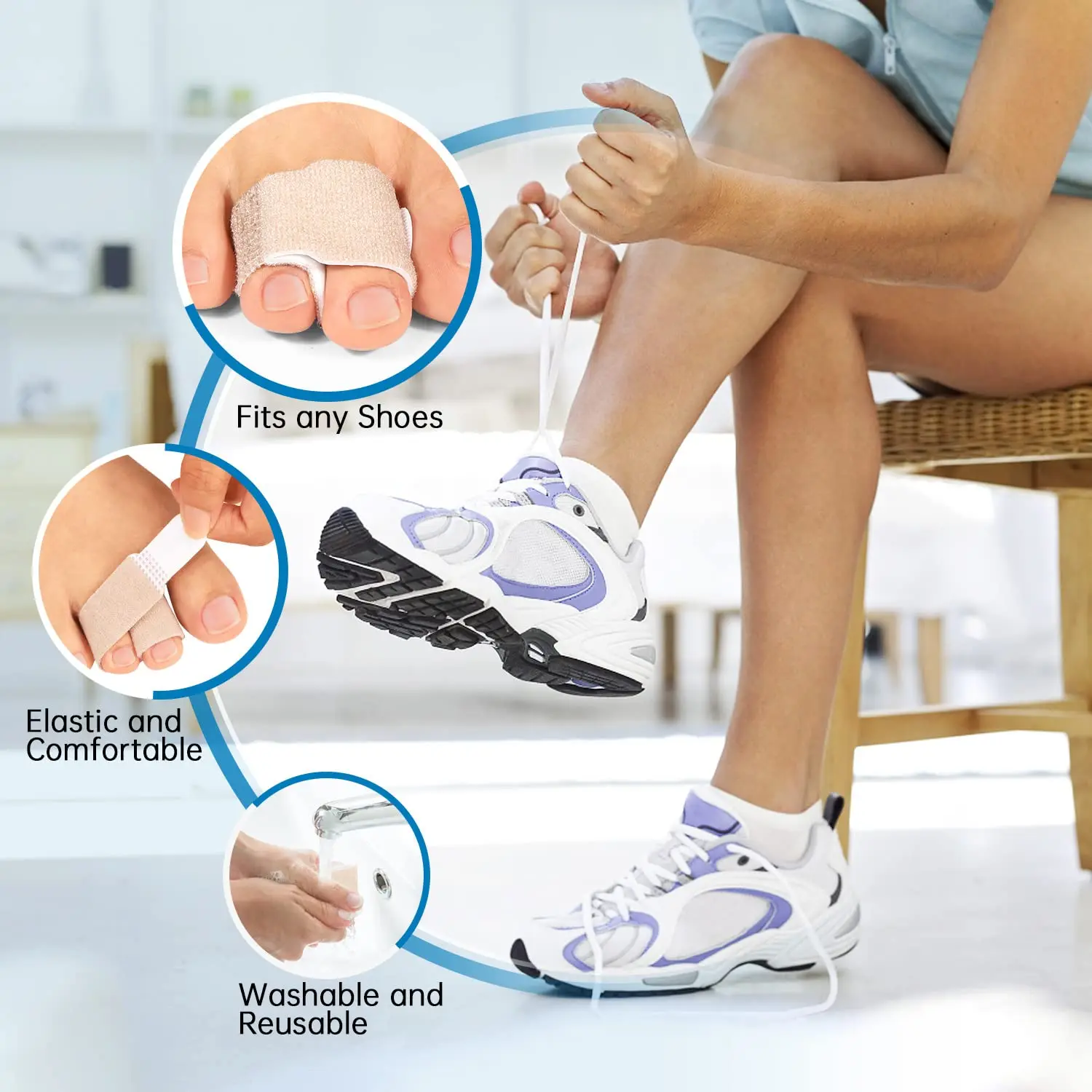 Sumifun corretor de dedo do pé quebrado, 3/5/10 peças, talas de dedo do pé, ferramenta de cuidados com os pés, sobreposição de hálux valgo, correção de joanete