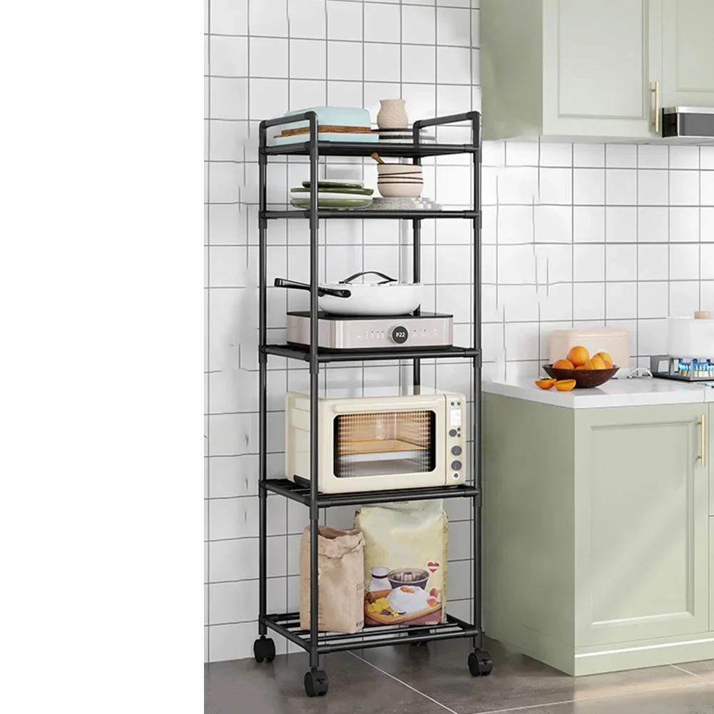 1pc Floor-Standing Bathroom Storage Rack Room Punch-Free Storage Rack With Pulleys Home Storage Organization Accessories