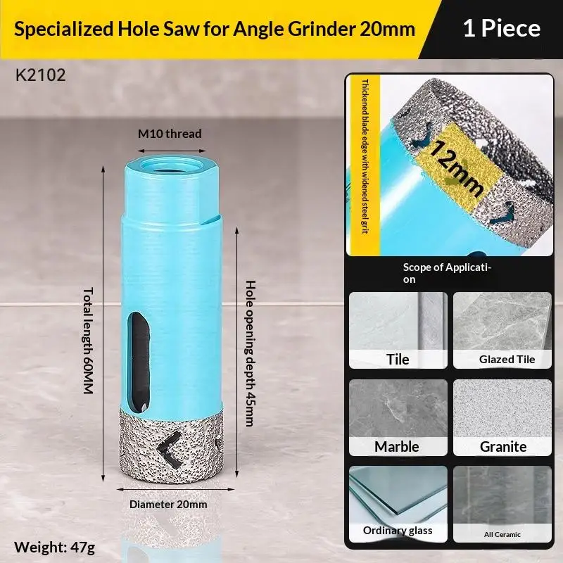 Diamond Coated Hole Saw Drill Bit Burr Free Smooth Cutting Long Lasting Drilling Tool for Glass Ceramic Stone Home DIY