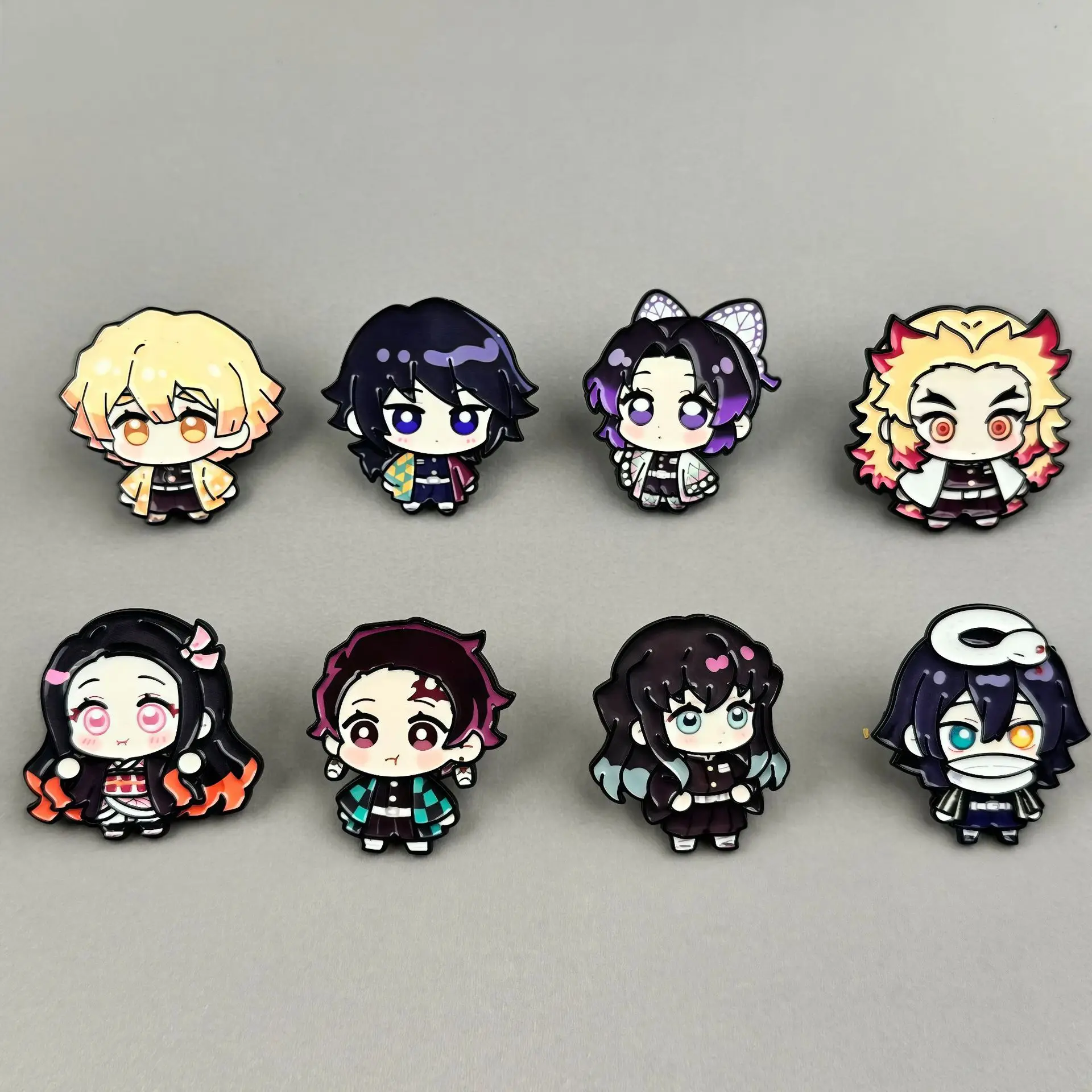 Demon Slayer Emaille-Pins Kawaii Cartoon-Charakter Broschen Kleidung Rucksack Revers-Abzeichen Mode-Schmuck Accessoires