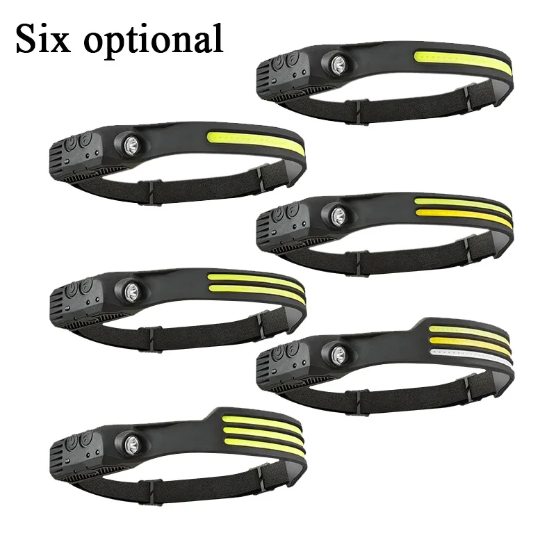 COB Headlight Outdoor Cycling Light USB Rechargeable Night Running ALight Portable Sports Bright Headlight Induction