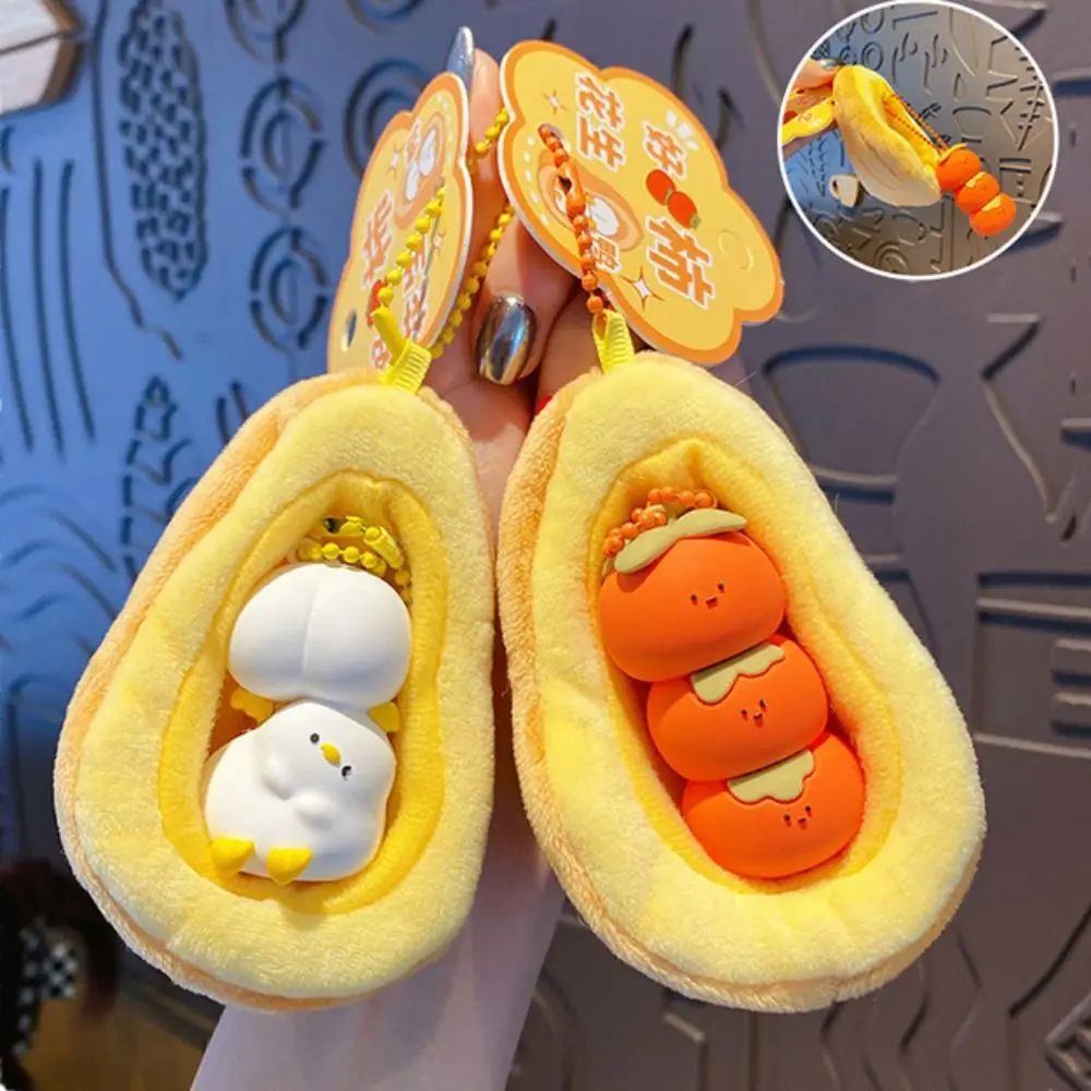 Persimmon Persimmon Peanut Doll Keychain Removable Stuffed Plush Duck Hanging Pendant Cartoon Fluffy Duck Peanut Doll Keyring