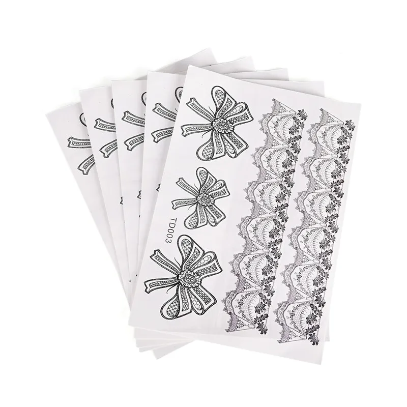 Waterproof  Tattoo Temporary Sticker on Body Leg Transfer Lace Stocking Tattoo