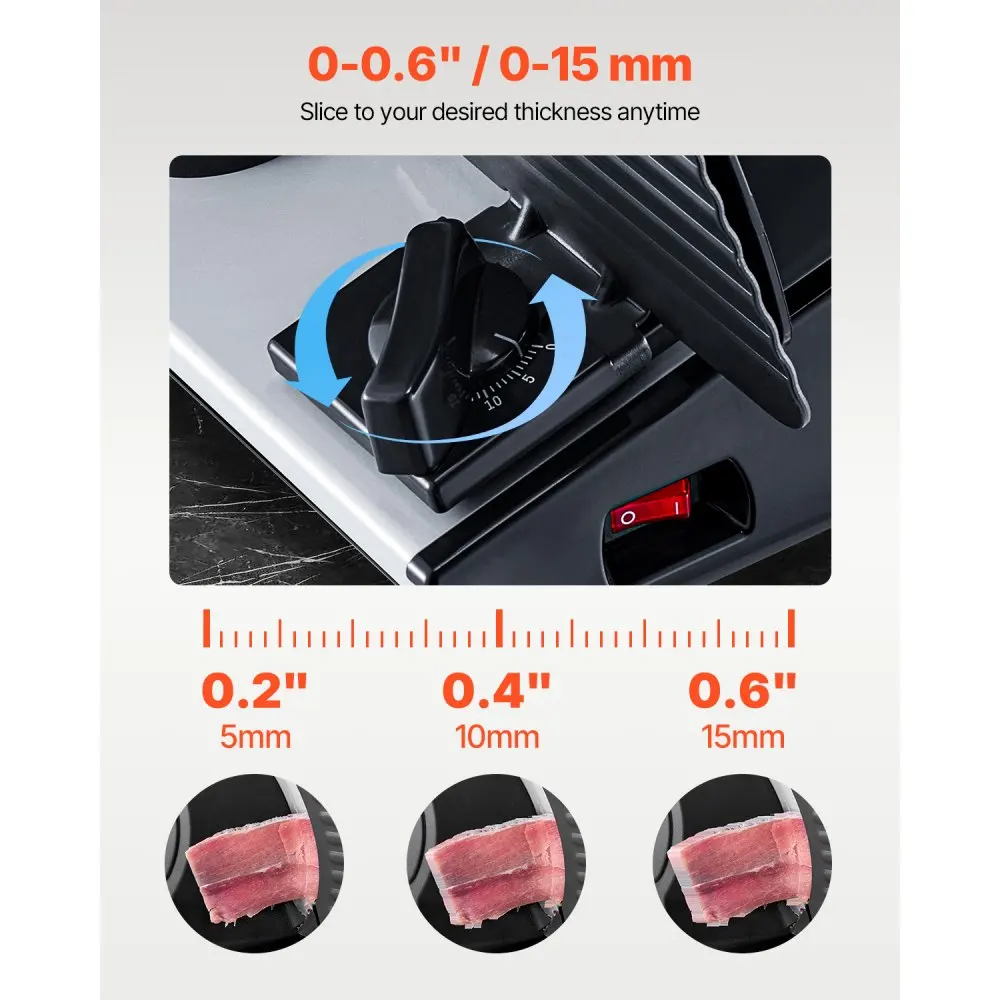 قطاعة لحم VEVOR، قطاعة طعام ديلي كهربائية 7.5 بوصة، قطاعة لحم 180 وات مع ماكينة تقطيع الطعام بشفرتين SUS420 الفاخرة