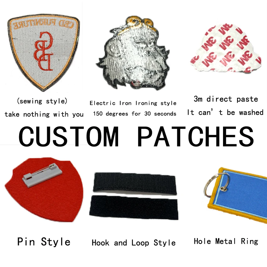 Custom Your Own Design Patches Embroidery Iron on Brand Name Military Woven Printed Badges Hook and Loop  Patch for Clothing