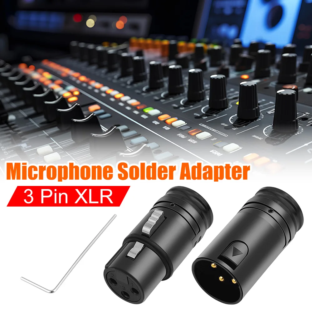 Male/Female Professional XLR Adapter 90 Degree Right Angle Black Shell XLR Solder Connector Zinc Alloy Shell for Power Amplifier