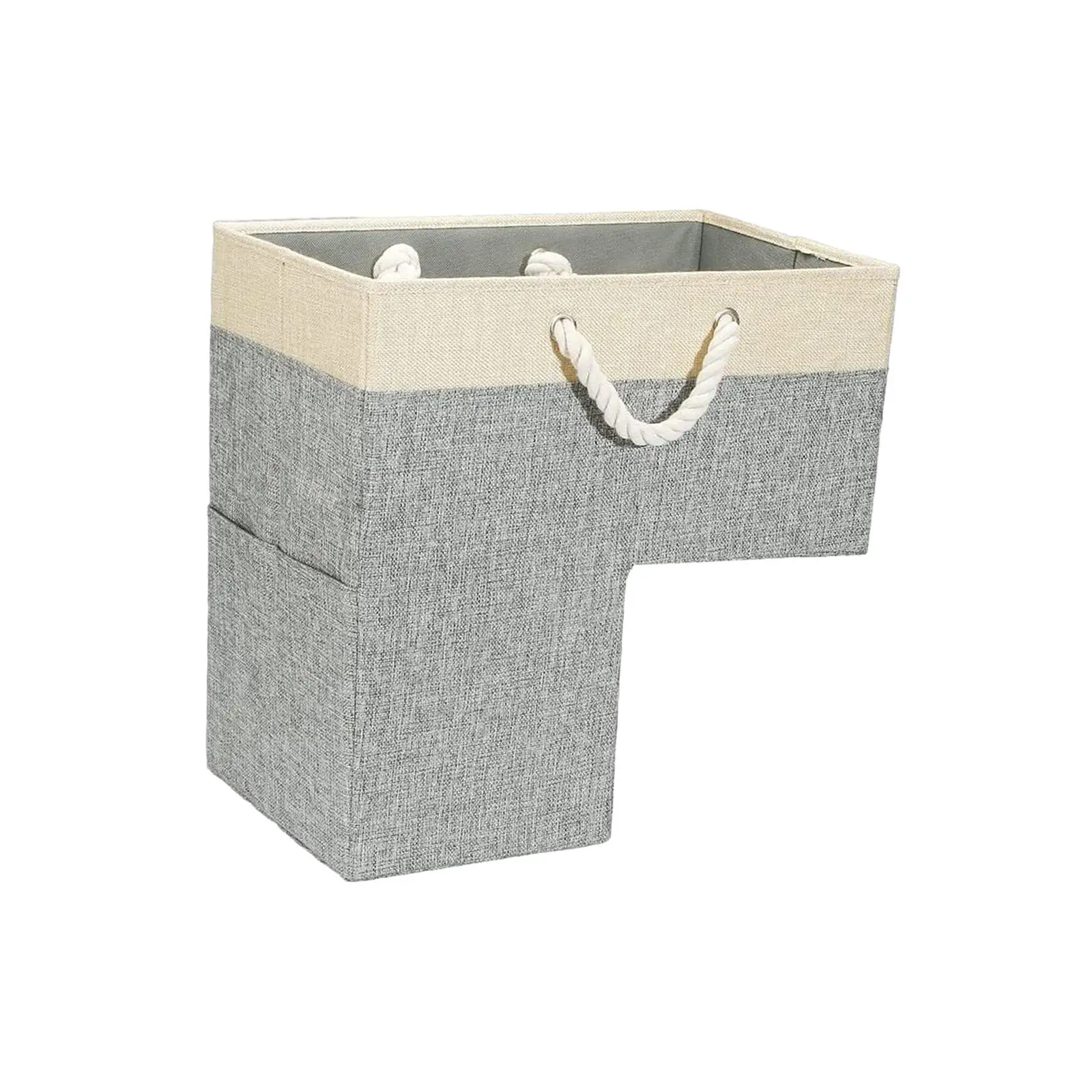 Staircase Storage Basket with Handles Soft Rope Collapsible Organizer for Carpeted Wooden Steps Laundry