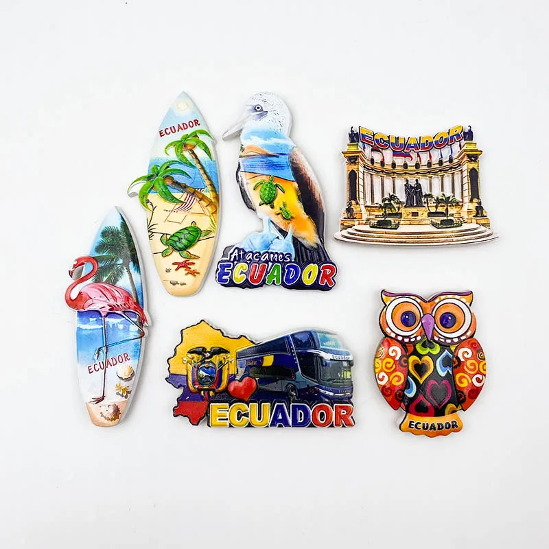 Ecuador 3D Fridge Magnets Ornament Tourism Souvenir UV Printing Resin Refrigerator Magnets Sticker Collection Gift Decoration