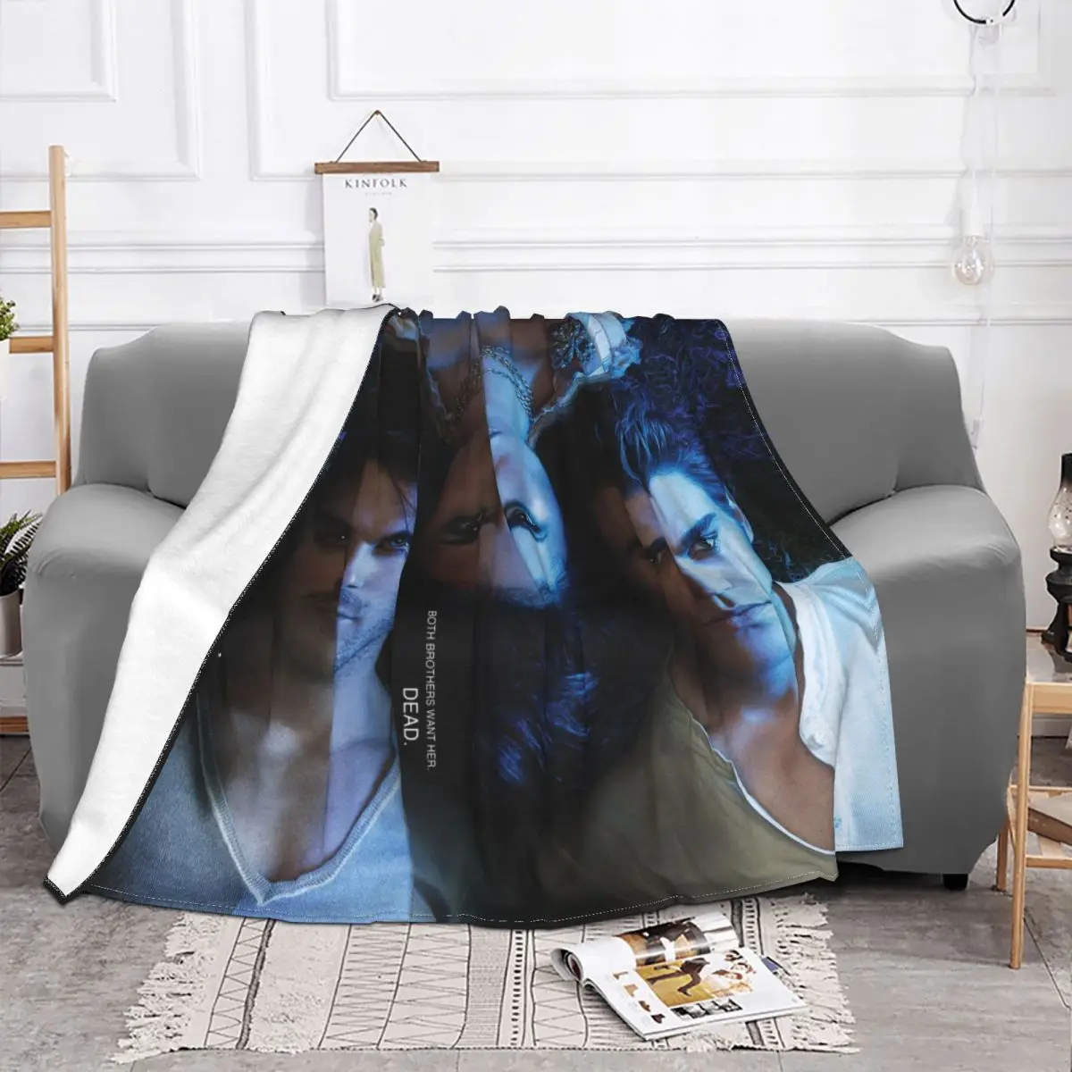 The Vampire Diaries Blanket Horror Ian Somerhalder Damon Elena Gilbert Stefan Salvator Fleece Throw Blanket Autumn/Winter Soft