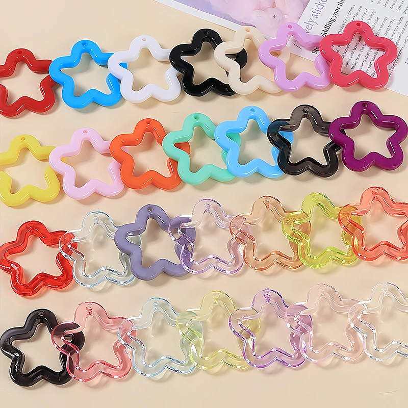 10/20Pcs 30mm Acrylic Transparent Star Pendant Loose Spacer Beads for DIY Jewelry Bracelet Earring Necklace Making Accessories