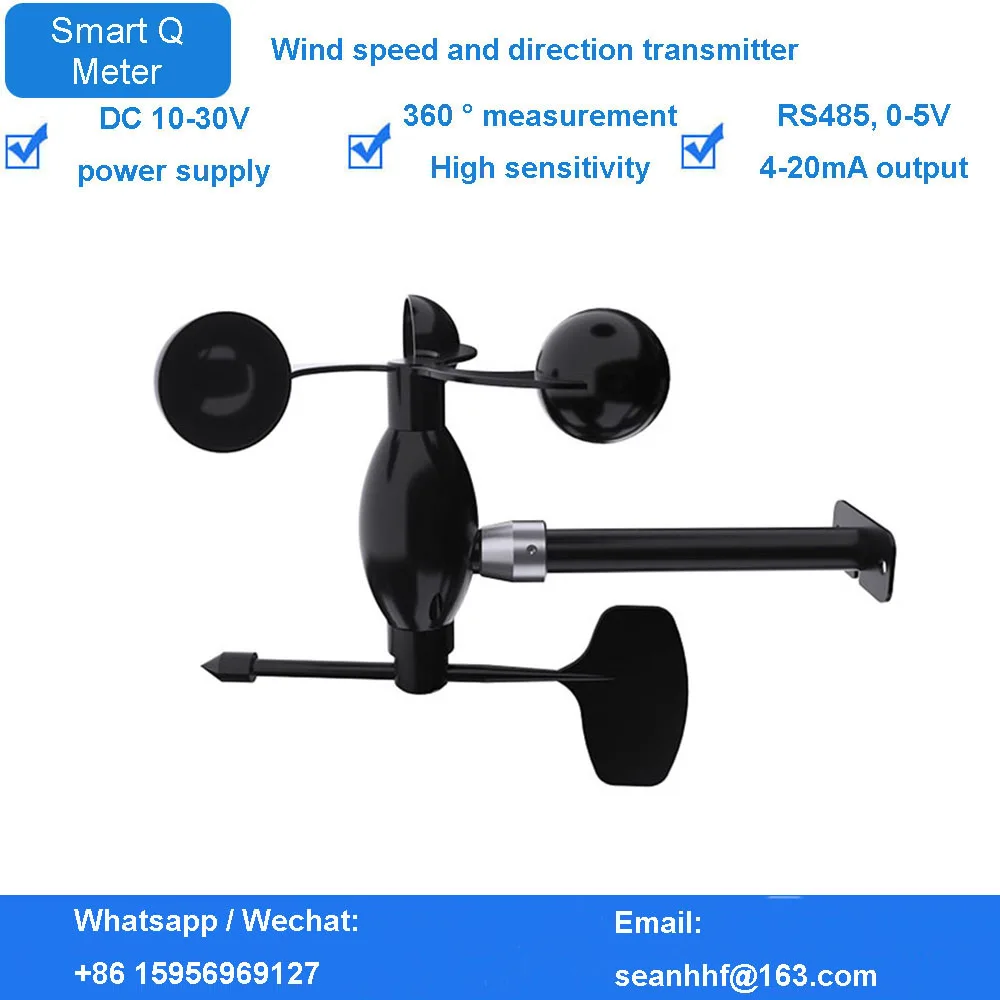 Integrated wind speed and direction sensor corrosion resistance high precision polycarbon material meteorological station RS485