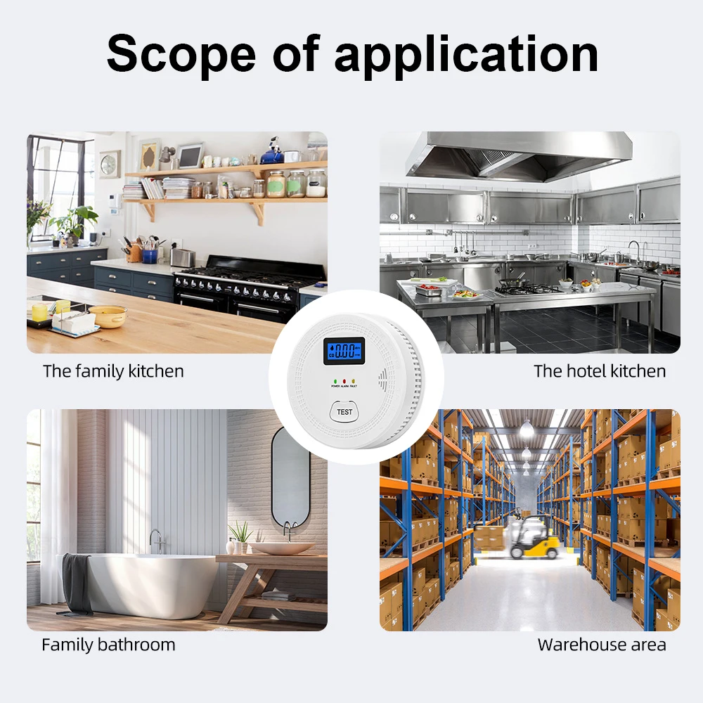 Smoke and Carbon Monoxide Detector Sensors Smart Smoke Detector Sound Light Alarm Ant-RFI Automatic Warning Smoke Alarm Detector