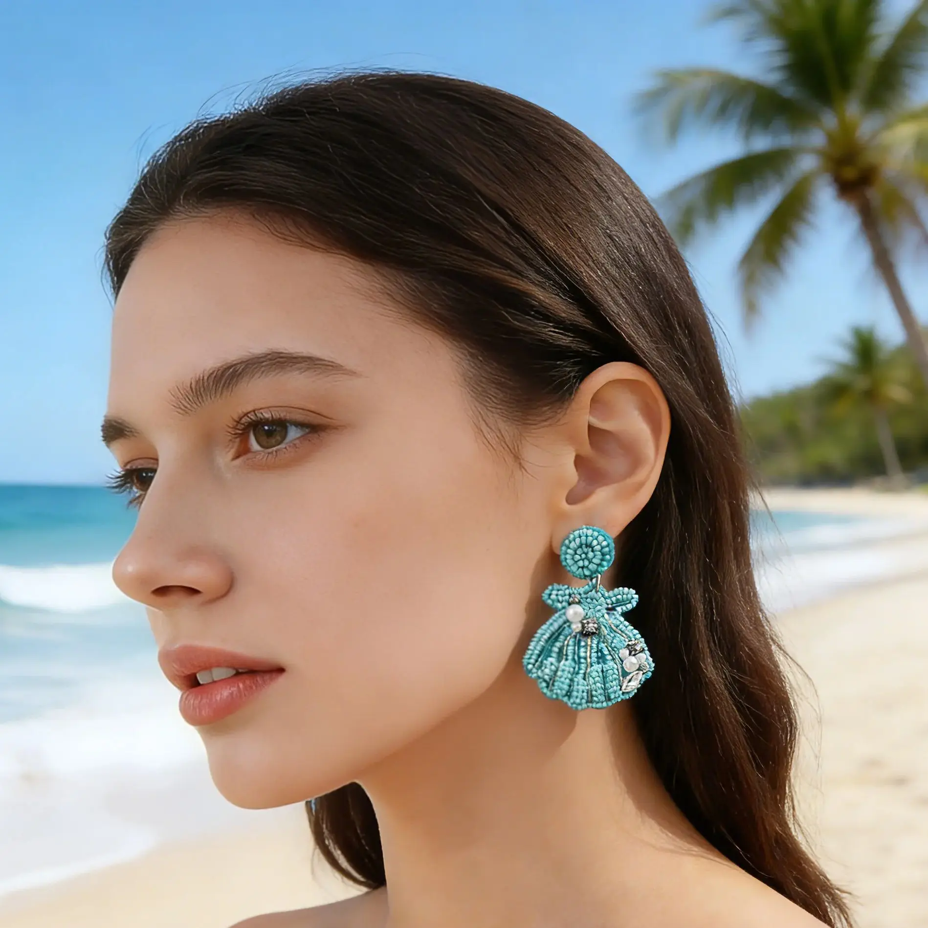

Handmade Seed Beads Seashell Dangle Earrings For Women Bohemia Style Sea Animal Jewelry Cute And Fun Creative Gifts