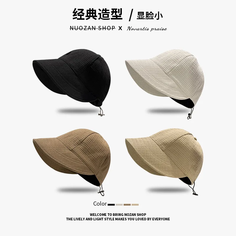 Four seasons Korean version of plain face and all-around sunshade fisherman hat with big head