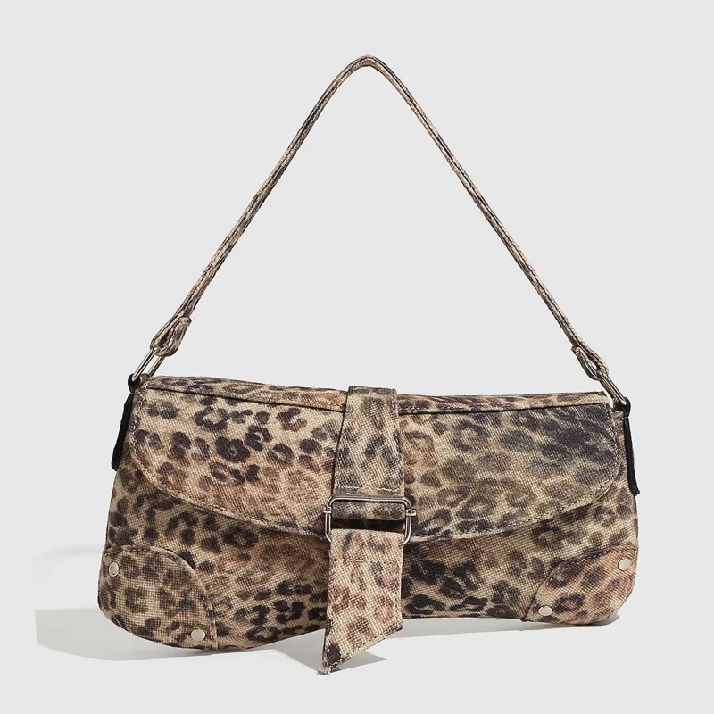 

Vintage Leopard Office Lady Handbags Fashion Women Y2k Aesthetic Shoulder Bags Korean Harajuku Ins Fairy Streetwear Underarm Bag