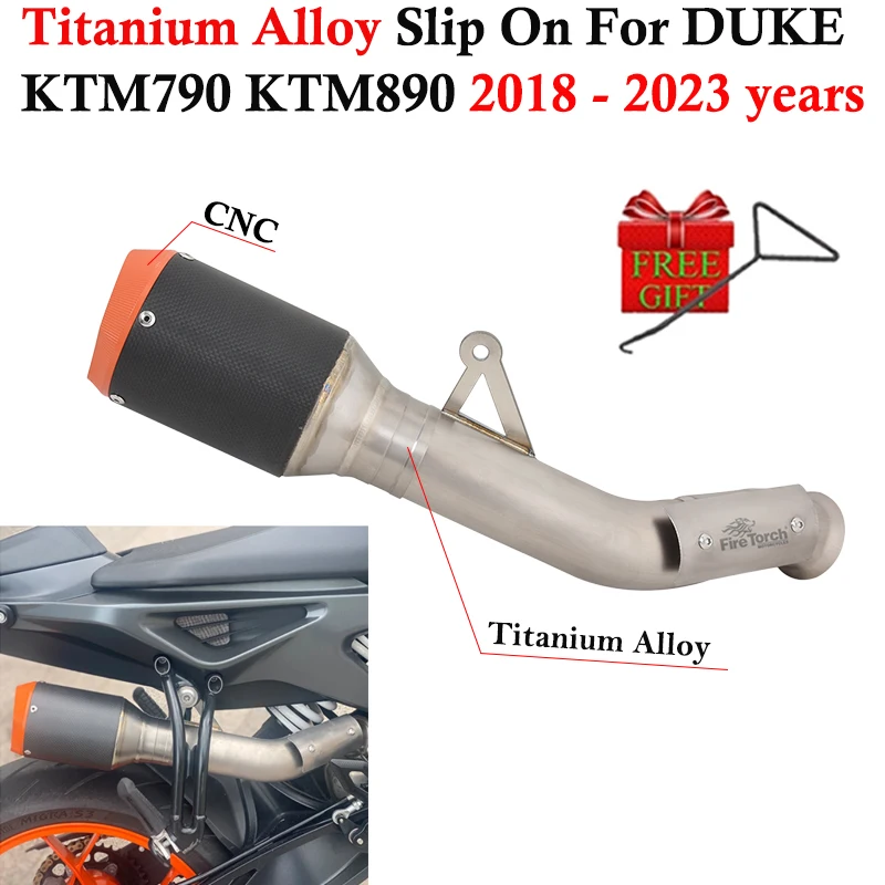 Titanium Alloy For DUKE KTM 790 890 KTM790 KTM890 2018 - 2023 Motorcycle Exhaust Escape Link Pipe Carbon Fiber Muffler DB Killer