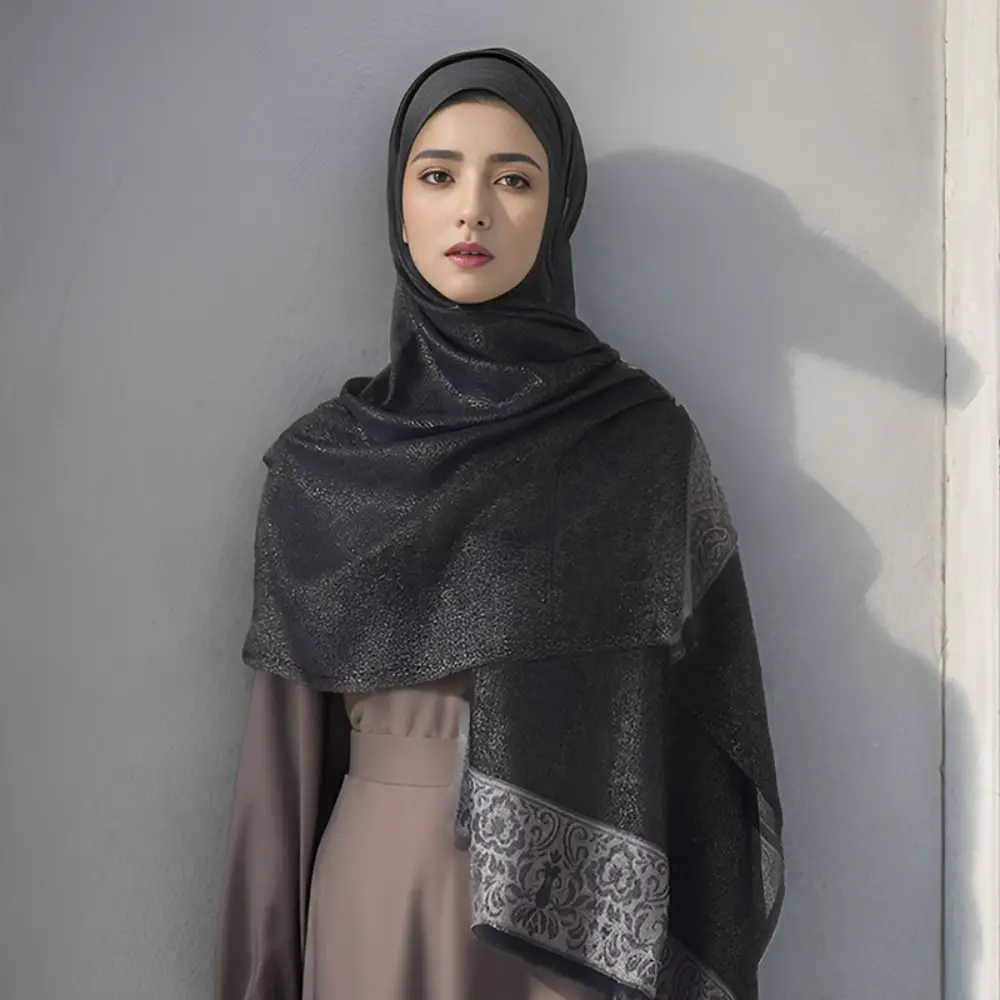 Lenço retrô de gola alta estilo exótico para senhoras, borlas longas, hijab listrado, bandana multifuncional, lenço islâmico