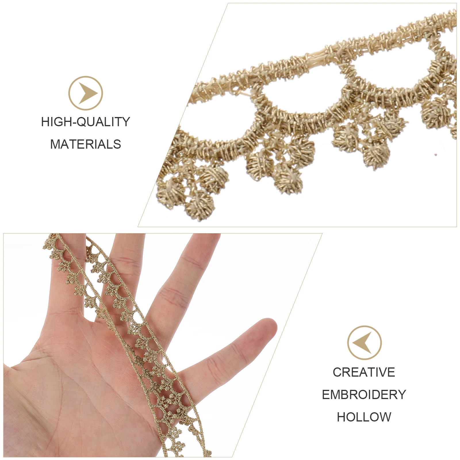 

5 Yards Golden Lace Trim Embroidery Sewing Craft Ribbon Wedding Decoration Diy Clothing Accessory Bordure Elastic Band
