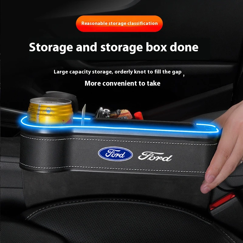 

For Ford Mondeo Focus Explorer Escape Kuga Everest Bronco F-150 Ranger Transit Car Seat Gap Light Storage Box