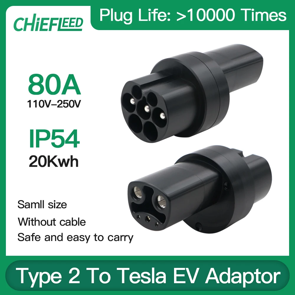 Chiefleed Type 2 To Tesla Adapter AC Type2 Tesla Adaptor EV Charger Connector IEC 62196 Plug AC Converter For TeslaModel S/X/