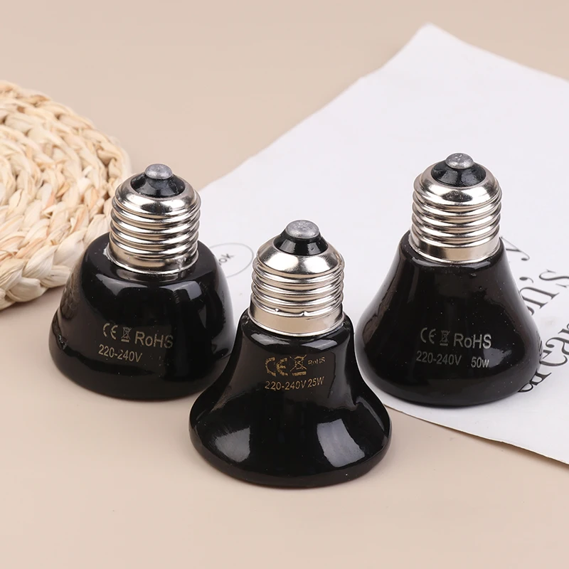 1 قطعة صندوق الحيوانات الأليفة الزواحف لا ضوء الأشعة تحت الحمراء البعيدة السيراميك مصباح التدفئة E27 صغيرة صغيرة مصباح الحرارة 25 واط 50 واط 75 واط مصباح تدفئة الحيوانات الأليفة الصغيرة #1