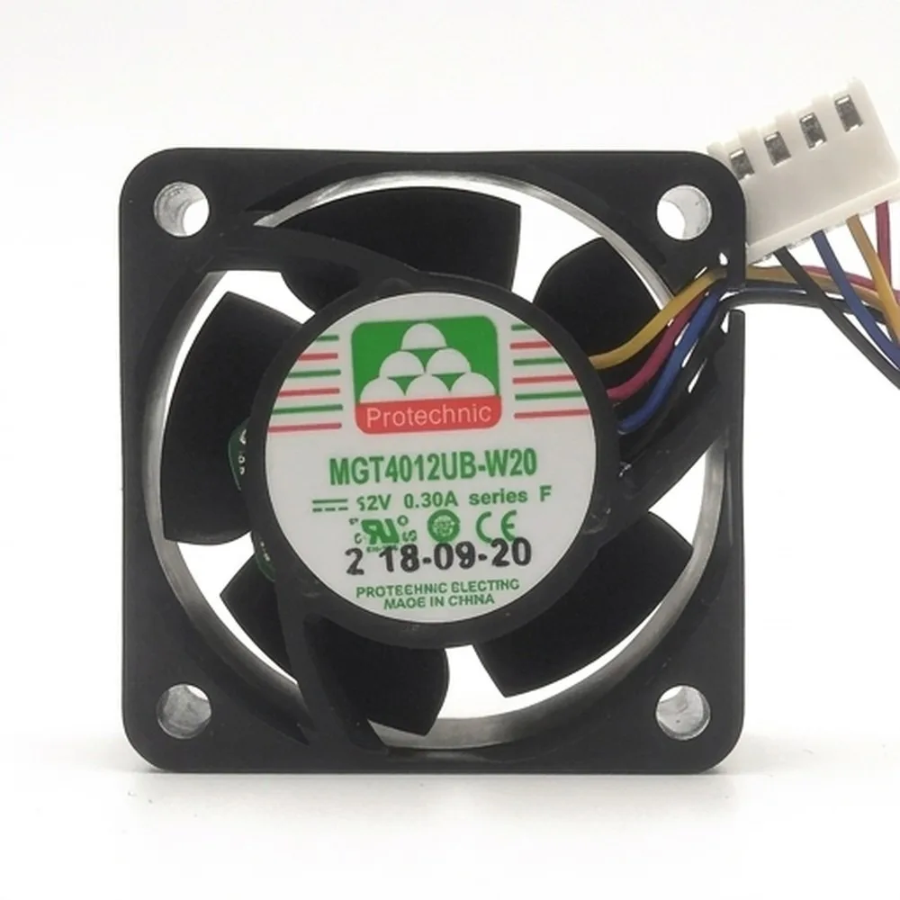 For Protechnic MGT4012UB-W20 12V 0.3A 4cm 4020 4-wire server cooling fan