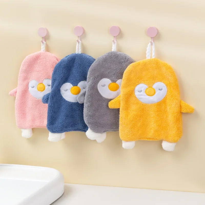 Creative Cute Duck Hand Towes Kitchen Bathroom Hand Towel Ball with Hanging Loops Soft Absorbent Microfiber lazy rag wipe Towel