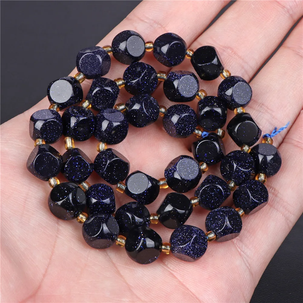 Factory price Natural Blue SandStone Bead Faceted Round Tube Shape Loose Spacer Beads For Jewelry Making DIY Bracelets Earrings