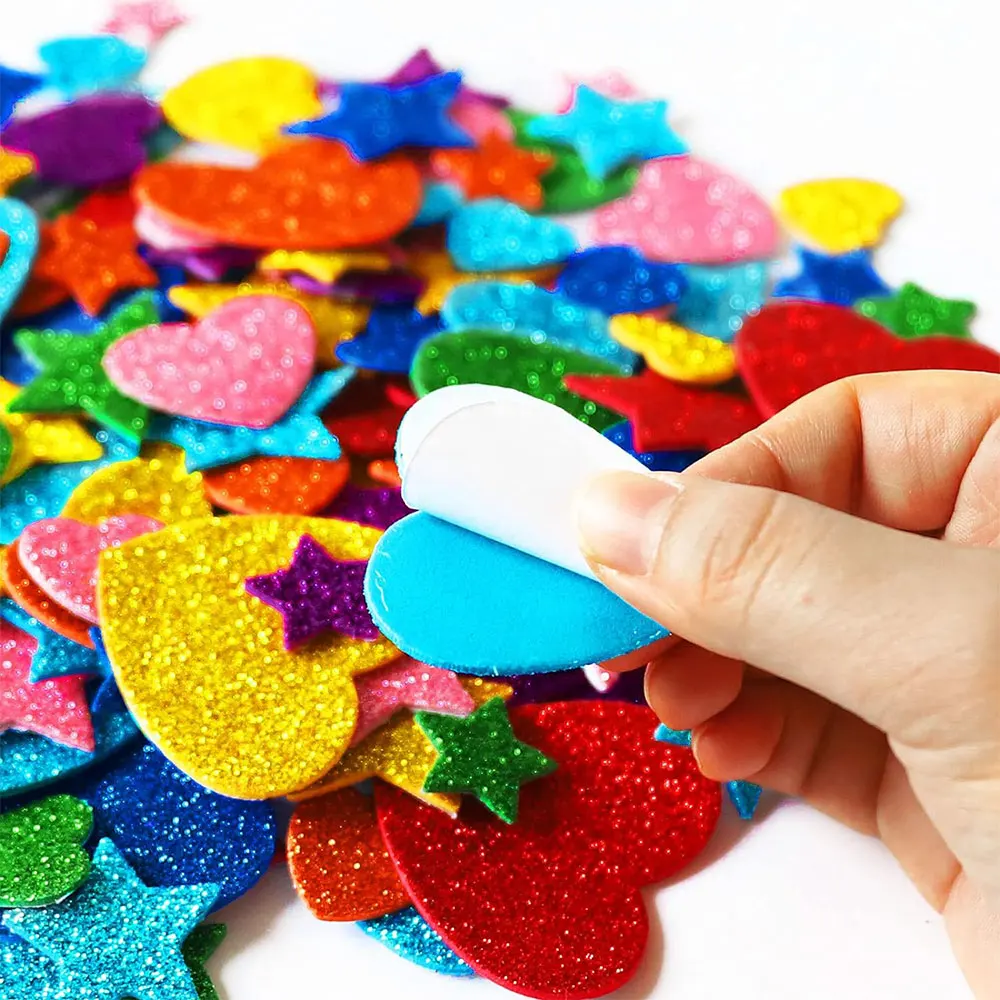 50/200/pack 3D Mix Color Glitter Foam Self-Adhesive EVA Star Stickers Scrapbooking DIY Kindergarten Party Decoration Kids Toys