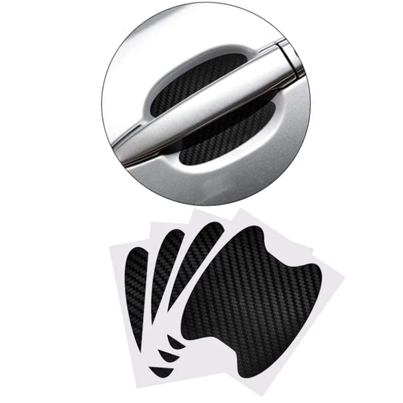 4Pcs Door Handle Stickers, Carbon Fiber Scratch Resistant Door Cup Guards, Fits Most Car Handles 6.8X8.5cm Silver