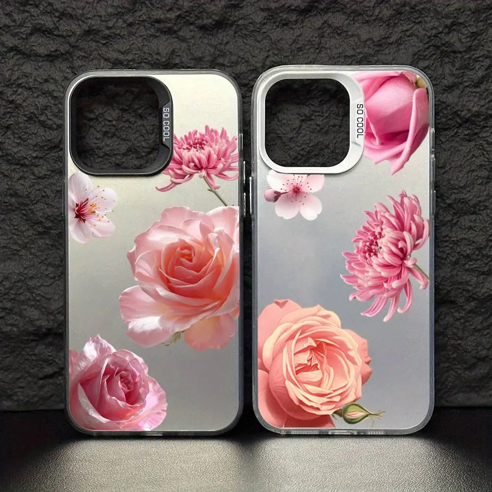 

Cute Flower Lily Hibiscue Phone Case For iPhone17,16,15,14,13,12,Pro Max Black Colorful Phone case