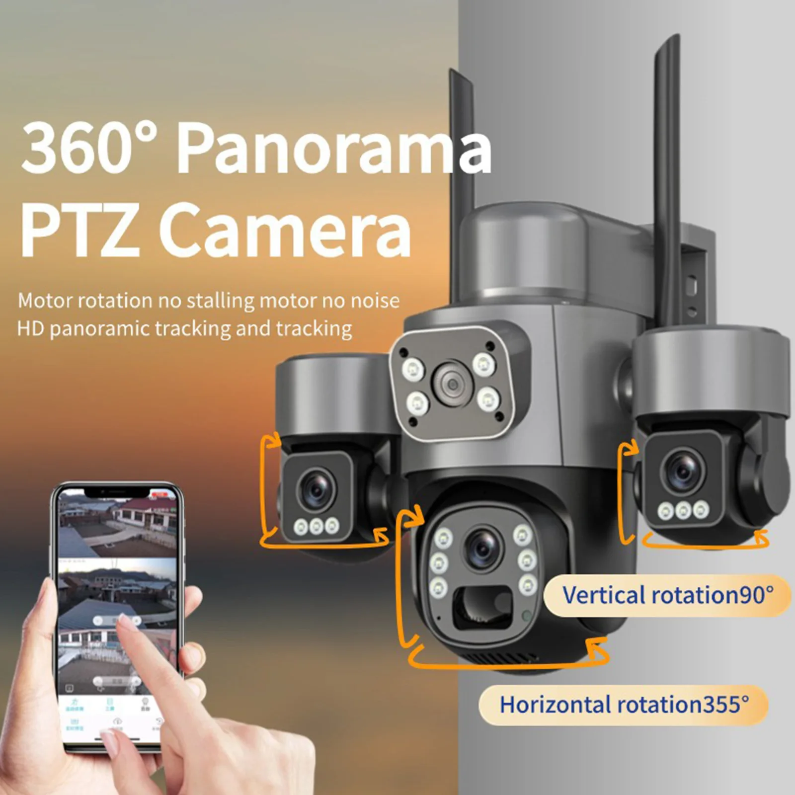 20MP 4G Solar Camera 4 Lens 3 Screens 10X Optical Zoom Outdoor Wireless Security Cameras Auto Tracking CCTV V380 Pro