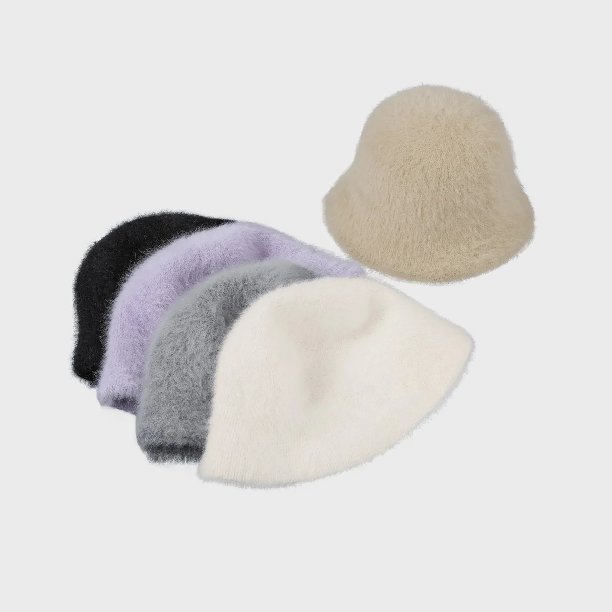 Cappello da pescatore femminile in vero pelo di coniglio popolare autunnale e invernale, piccolo cappello da bacino in peluche con viso caldo all'aperto